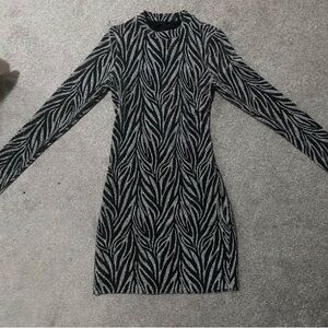 ALLSAINTS black/silver zebra print dress new with tags